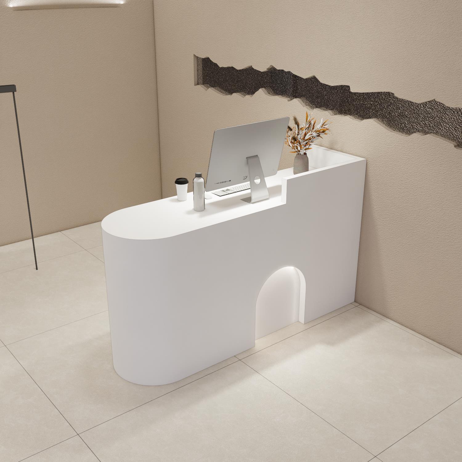 烤漆收银台服装店前台美容院吧台简约现代公司接待台美发店柜台黑