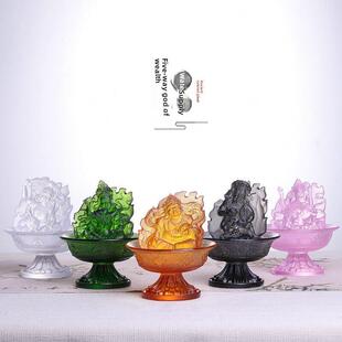 琉璃水供五路财神像摆件家用佛堂寺庙供奉佛具用品五姓黑财神摆设