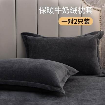 牛奶绒枕套一对装秋季珊瑚绒枕巾单人枕头48x74cm单个枕芯套加厚