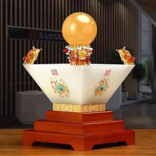 饰品 日进斗金聚宝盆琉璃水晶球摆件公司办公室家居客厅玄关店铺装