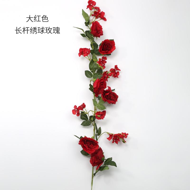 仿真玫瑰花藤假花藤条客厅空调管道吊顶装饰遮挡塑料花藤藤蔓植物