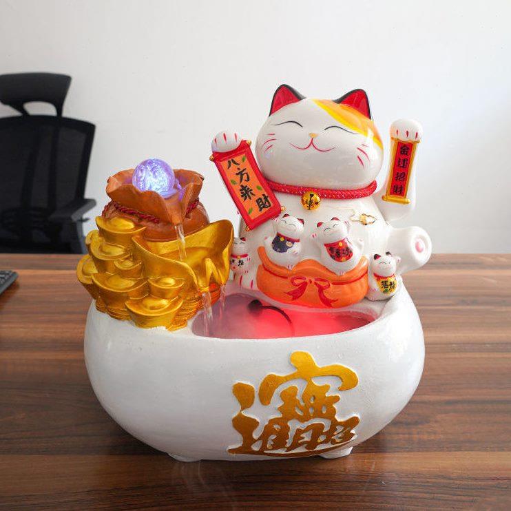 家居客厅流水招财猫摆件电动摇手大小号店铺收银台开业送礼礼品