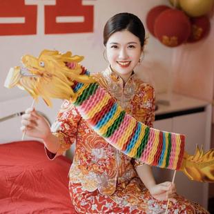 接亲道具乌龙舞狮结婚堵门游戏创意龙头剪纸龙狮子结婚拍照用品