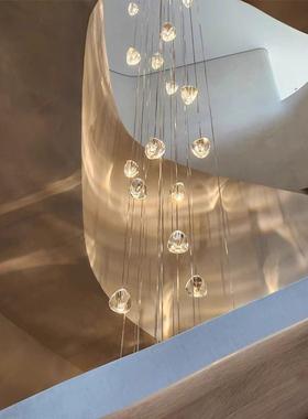 2025新款楼梯吊灯别墅挑空客厅高端大吊灯loft覆式旋转楼梯专用灯