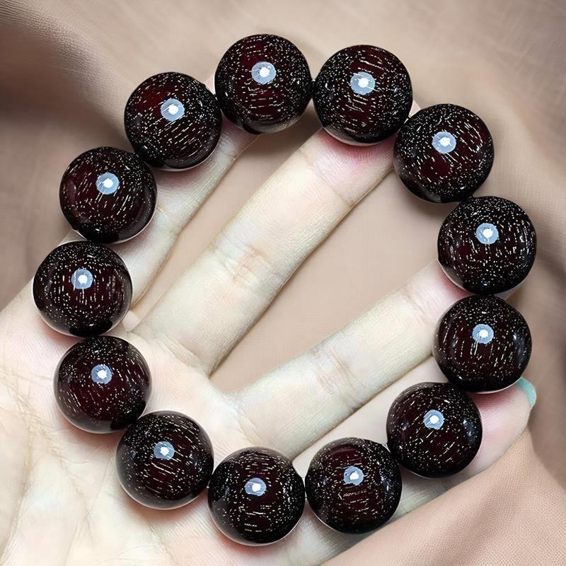 真品天然印度满金星小叶紫檀手串男女士2.0手链佛珠108颗檀香念珠