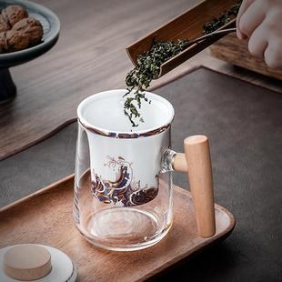 耐热玻璃泡茶杯茶水分离带盖陶瓷过滤单个人专用家用办公喝水杯子