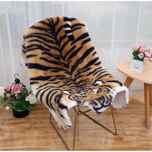 仿老虎皮皮草沙发垫兔毛坐垫虎年摄影地毯椅子毛毛绒加厚冬季礼品