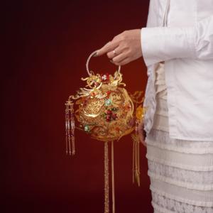 江梦设计[扶摇]中式绣球手拎新娘手捧花婚礼主题艺术装饰结婚礼物