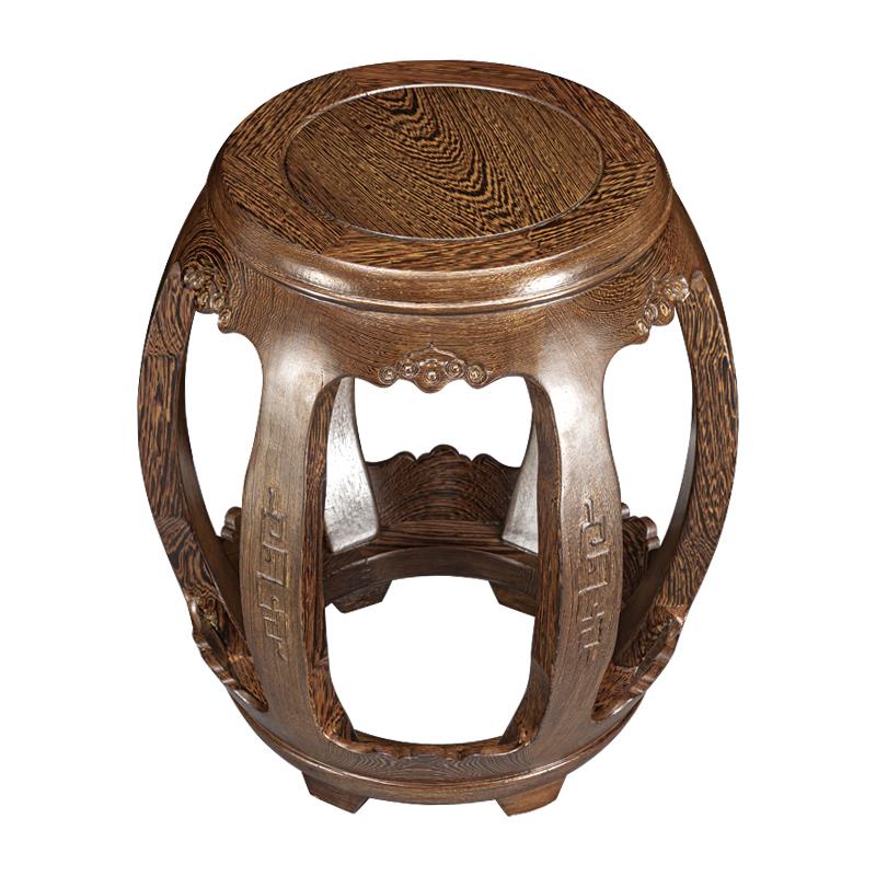 鸡翅木鼓凳圆凳实木小凳子中式仿古红木圆凳换鞋凳古筝凳坐墩矮凳