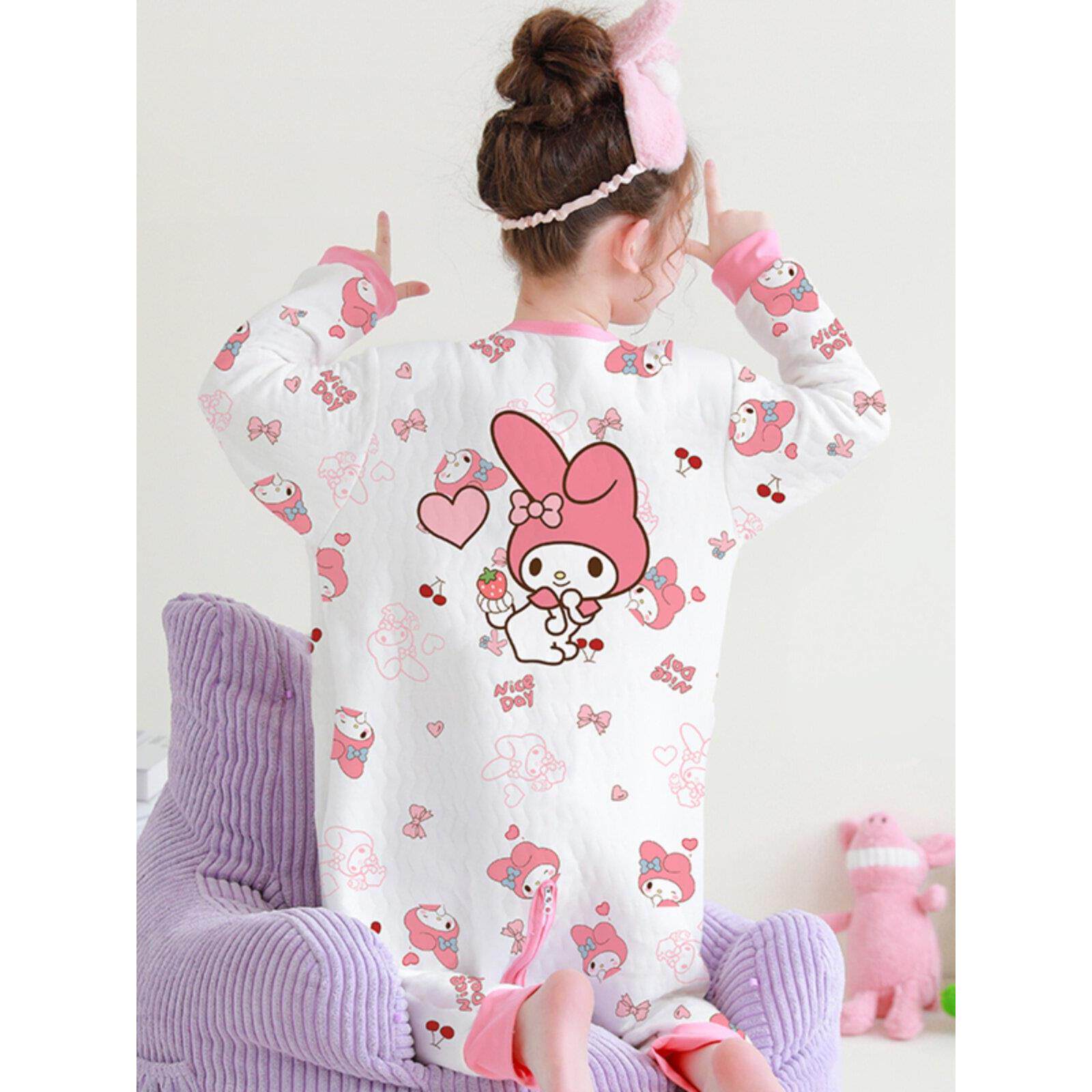 儿童睡袋连衣裤旋律女孩三层绗缝新秋冬防踢被劈腿女婴睡衣