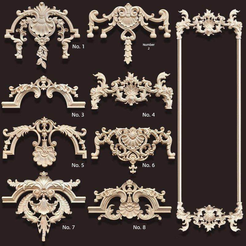 东阳木雕欧式背景墙入口装饰实木贴花浮雕壁板角花婚礼装饰品线材
