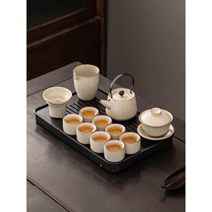 景德镇茶具套装轻奢高档家用新汝窑陶瓷盖碗喝茶茶壶茶盘茶杯功夫