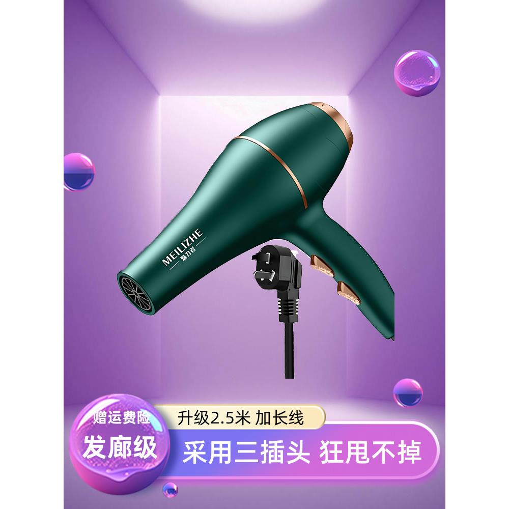 发廊理发店专用电吹风机三插头家用三孔插三头插功率大风力负离子
