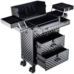 妆百纳高级铝合金大号拉杆化妆箱专业跟妆师美甲纹绣收纳工具箱子