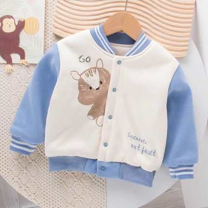 深秋儿童男e宝宝厚外套加绒卫衣一岁三幼童保暖夹克棒球服秋冬开