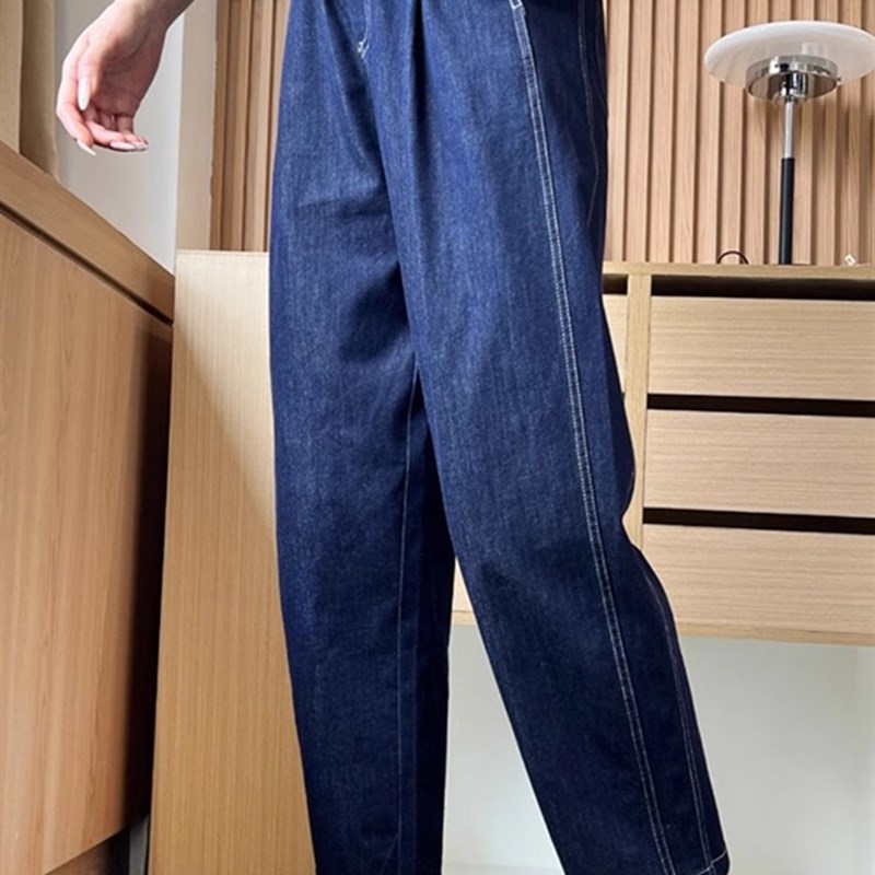 夏季超薄哈伦牛仔裤女宽松显瘦胖妹妹mm梨型身材高腰老爹萝卜裤
