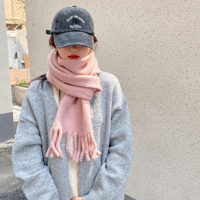 纯色大流苏202k2新款加厚保暖韩版围巾秋冬季女围脖百搭情侣披肩