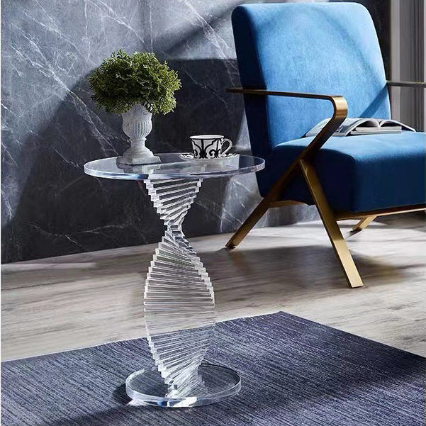 简约现代风小圆桌北欧轻奢透明角几小户型边柜亚克力边几沙发茶几