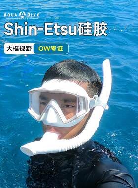 潜水护目镜的男子和妇女完全干式浮潜设置防雾面罩浮潜三宝鳍设备