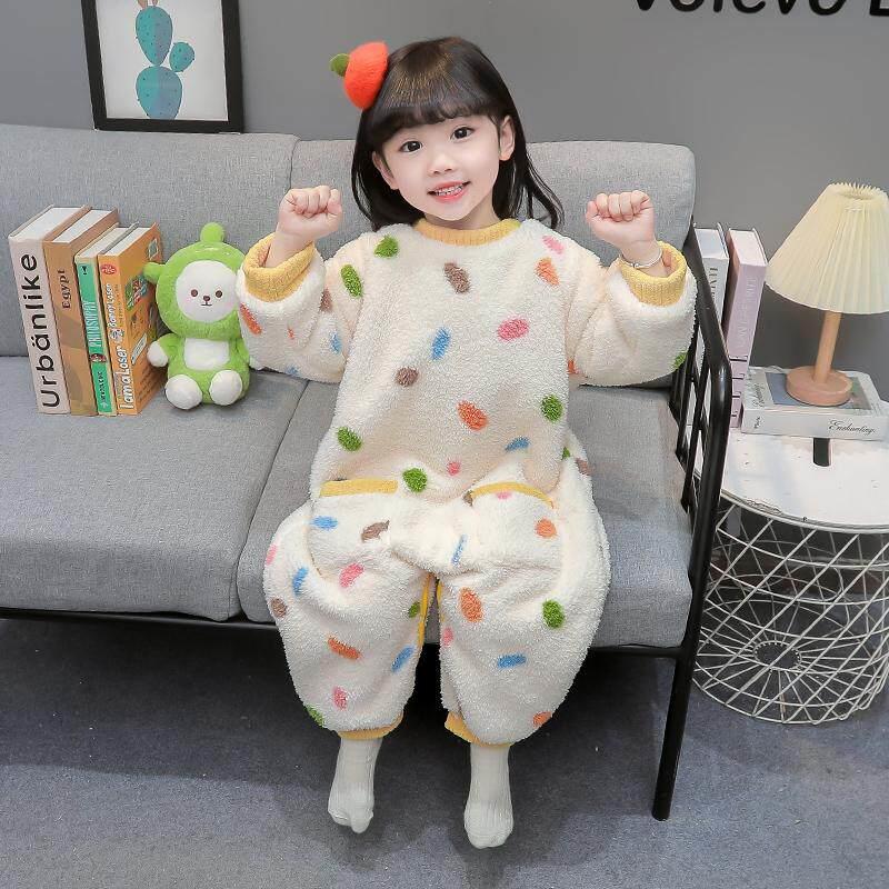 宝宝睡袋冬季加绒加厚婴儿防踢被儿童珊瑚绒家居服冬女童连身睡衣