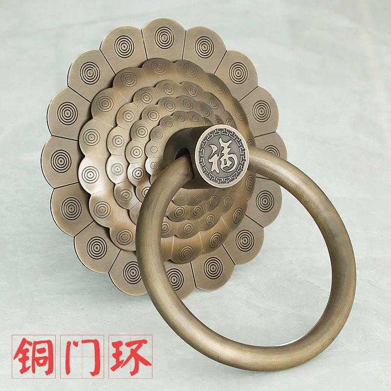 中式仿古大门拉手门环纯铜复古门把手铜拉环老式复古木门铜配件