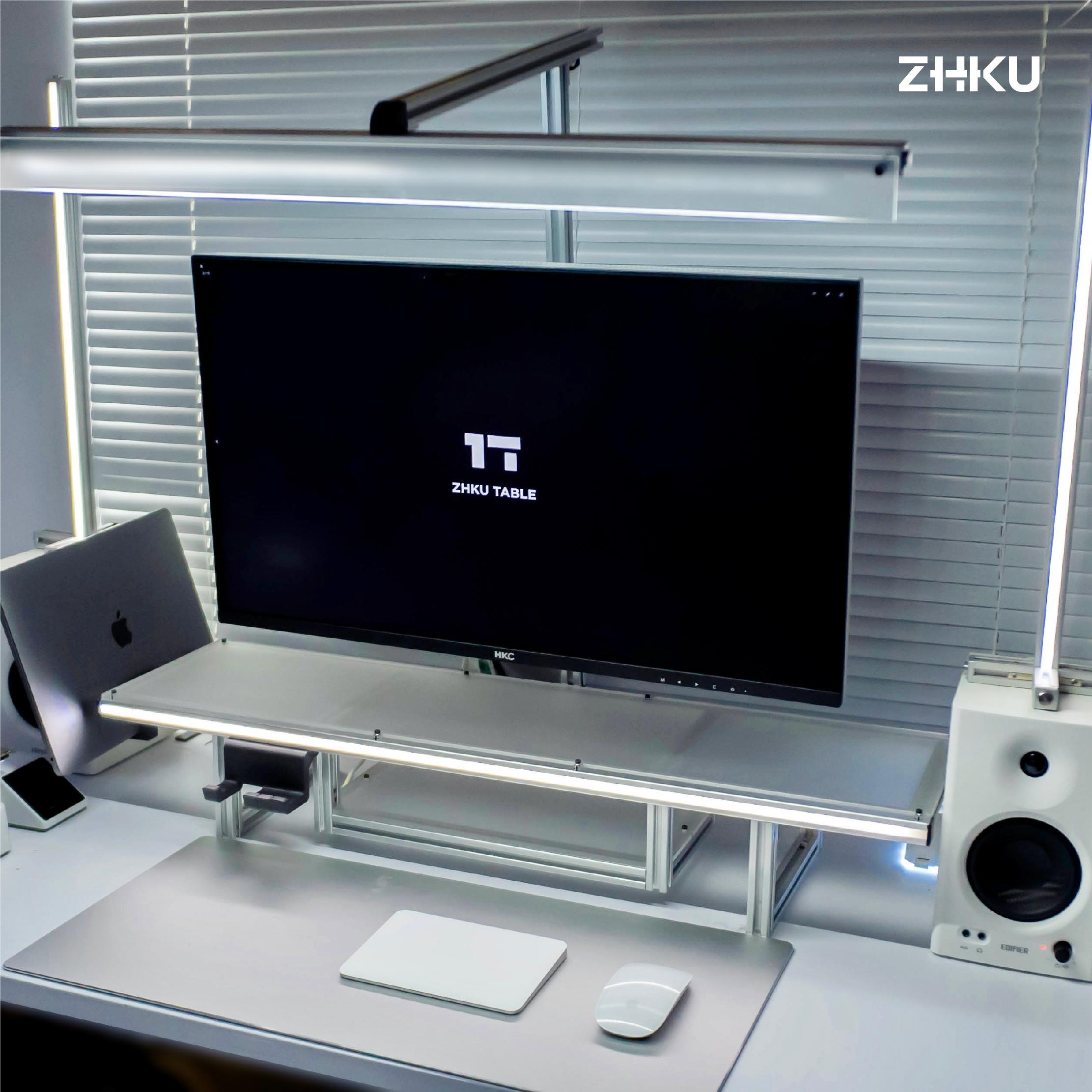 ZHKU原创显示器增高架铝合金压克力模块化电脑桌面收纳垫高桌搭