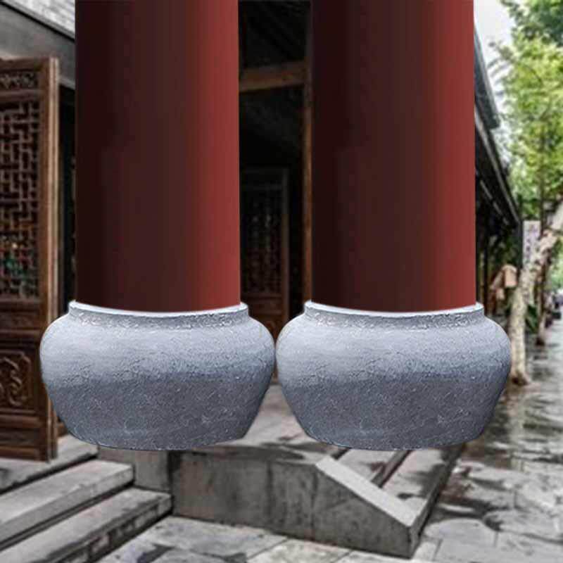 圆柱底座石墩 天然石材青石柱脚石 庭院柱子石墩子支持尺寸图定制