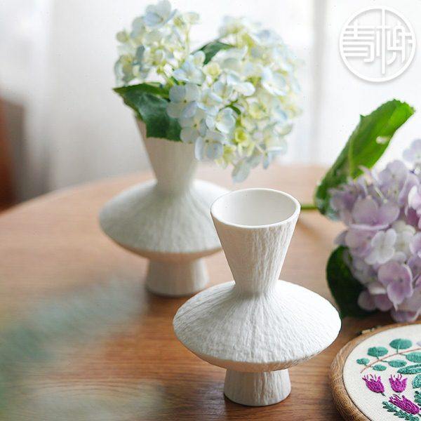 陶瓷小花瓶日式侘寂风白色石纹鲜花瓶客厅桌面摆件迷你花器插花瓶,家居饰品,花瓶,淘宝优惠券,粉丝福利购,淘宝优惠卷