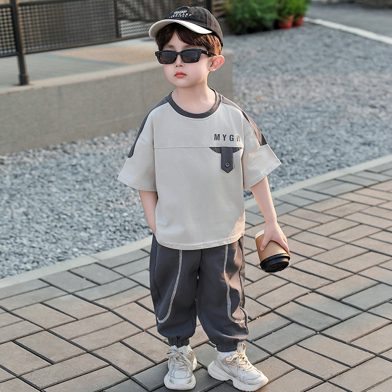 左西男童夏套装2025新款酷帅儿童夏装短袖运动潮宝宝夏季衣服男孩