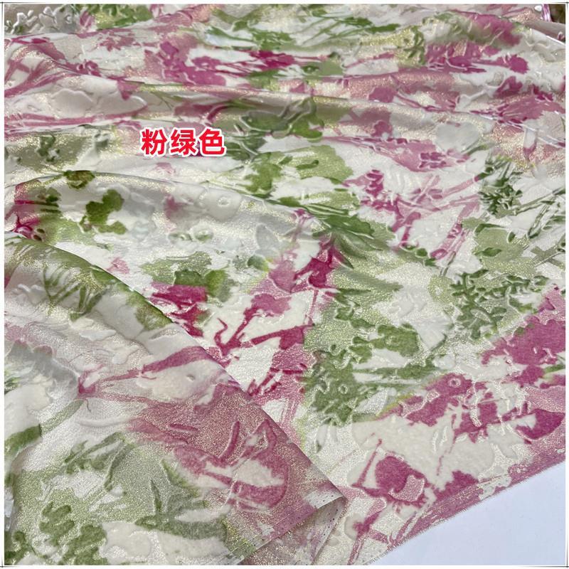 织金真丝绒面料桑蚕丝烂花烧花植绒花金丝绒旗袍连衣裙礼服簿布料