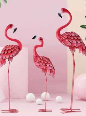 北欧ins火烈鸟大摆件创意花园网红店铺橱窗布置装饰婚庆拍照道具