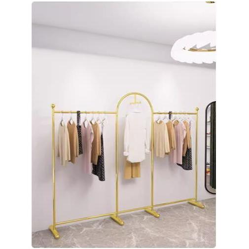 服装店展示架落地式金色陈列架子铁艺男女装货架拱门组合挂衣架杆