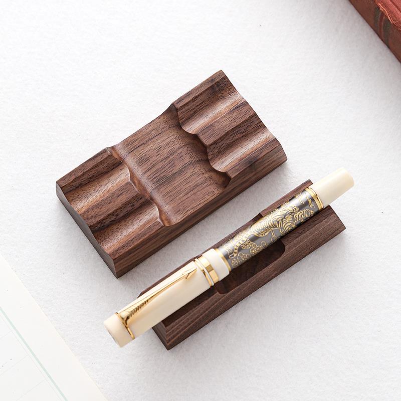 钢笔笔搁胡桃木原木笔座笔枕蘸水笔笔托办公用品摆件笔架镇纸工具