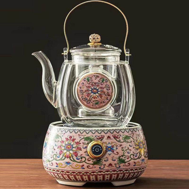 老白茶家专用煮茶壶煮茶器珐瑯彩陶瓷黑晶炉提梁普洱黑茶玻璃茶壶