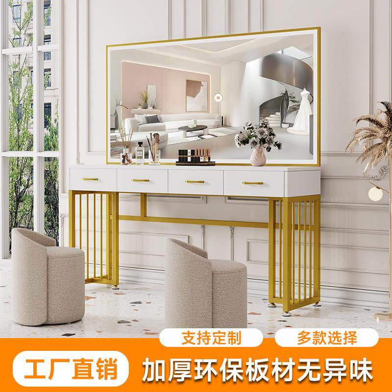简约现代影楼专用高级化妆镜台带灯新款美容理发镜台化妆台梳妆台