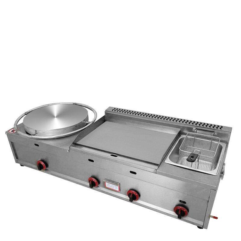 扒炉炸炉煎饼一体机商用燃气摆摊鸡蛋灌饼烤冷面手抓饼炸串铁板烧