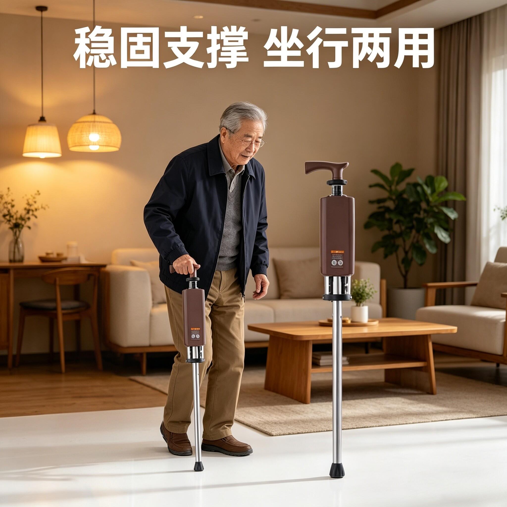拐杖凳子折叠便携多功能拐杖凳轻便款拐棍老人拐杖椅子两用拐杖椅