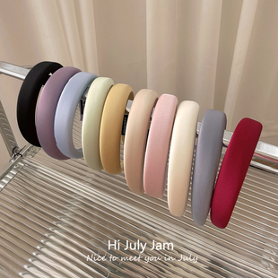 法式 高颅顶圆脸显瘦简约百搭发卡复古港风头箍 缎面海绵发箍女冬季