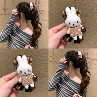 米菲兔子 韩国手作AB面卡通玩偶香蕉夹女高级感后脑勺马尾夹发饰
