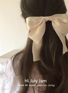 法式复古白色蝴蝶结头饰发夹后脑勺气质顶夹马尾一字夹弹簧夹发卡