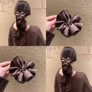 扁头救星 布艺细闪蝴蝶结香蕉夹竖夹后脑勺马尾夹 韩国东大门新款