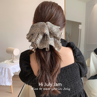 韩国大头花发圈高级感豹纹大肠圈头绳女2025年新款 低马尾发饰发绳