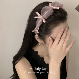 网纱珍珠飘带发箍富家千金高颅顶气质头箍发饰 法式 超好看 发箍