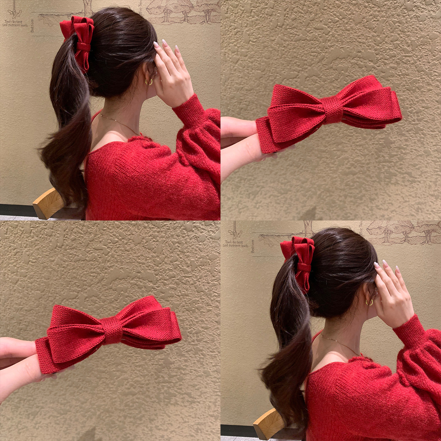新年红布艺蝴蝶结香蕉夹2026新款发卡高马尾竖夹后脑勺扭扭夹头饰,饰品/流行首饰/时尚饰品新,发饰,淘宝优惠券,粉丝福利购,淘宝优惠卷