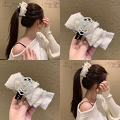 高级感香风 山茶花珍珠香蕉夹竖夹马尾夹韩国高端精致发夹头发饰