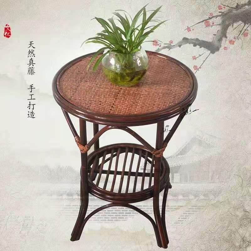 真藤茶几圆茶几方茶几小桌子藤边几角几小圆台藤桌藤家居客厅阳台