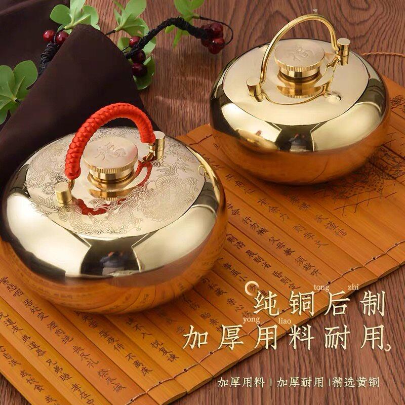 纯铜汤婆子暖手炉纯铜热水袋加厚宫廷复古风按摩暖宫推烫背铜壶