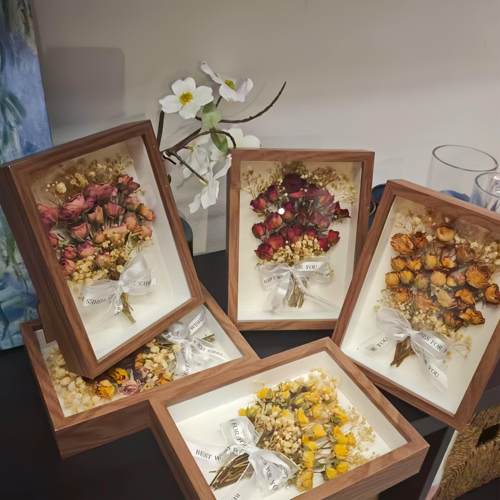 立体干燥花相框摆台标本展示框手工8寸成品摆件相框花束桌面摆件