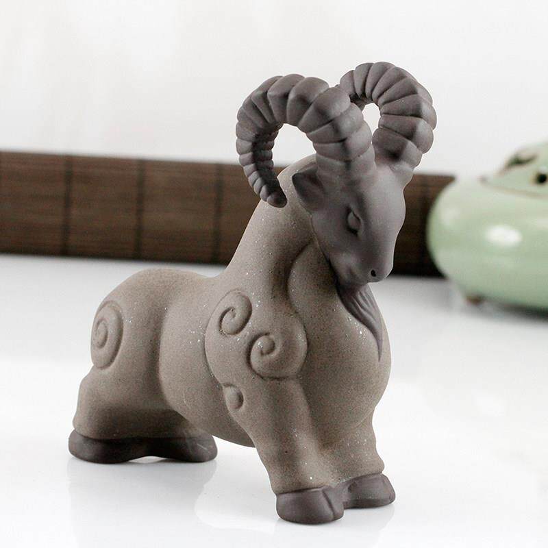 慈缘正堂 陶瓷羊摆件公羊客厅 领头羊生肖羊紫砂工艺品摆设品家居