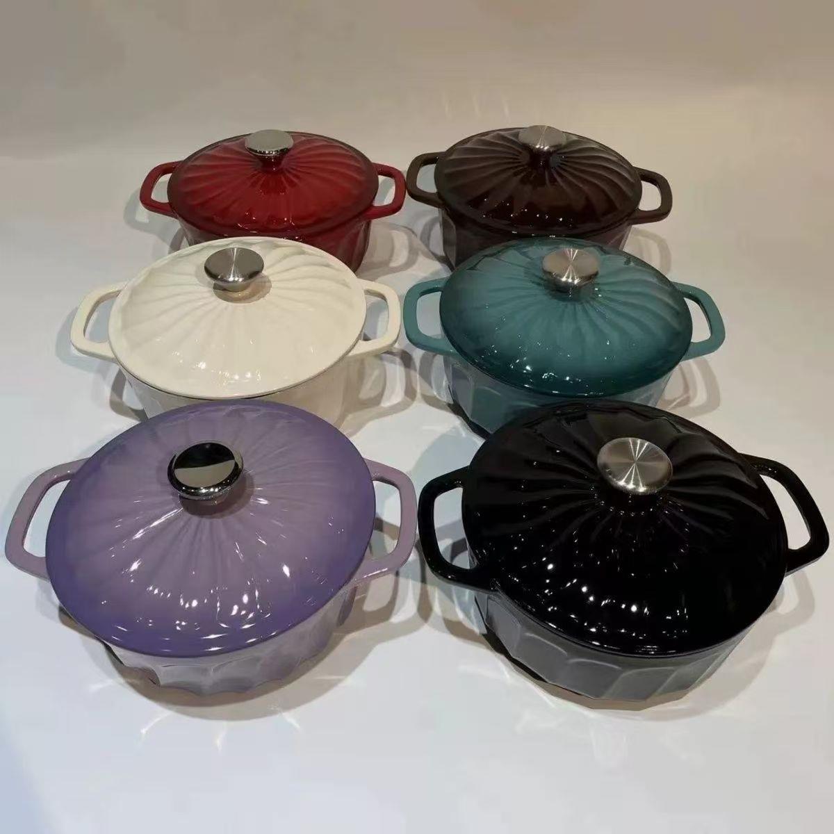 出口22/24cm铸铁珐琅锅26cm海鲜锅31cm妈咪锅汤锅砂锅旋风锅炖锅